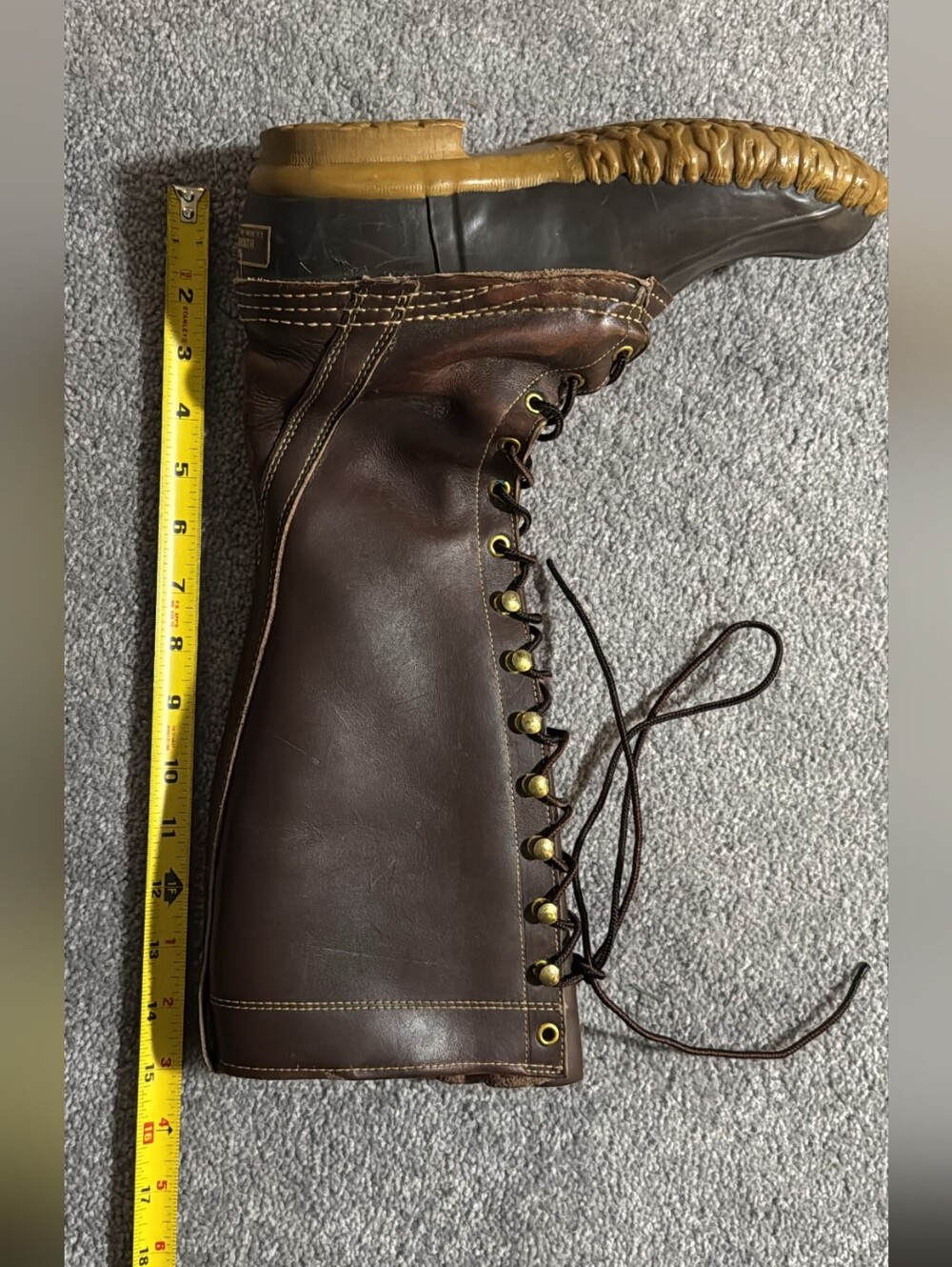 Vintage 1970's Block Lable LL Bean - Tall Lace-Up Brown Duck Boots - Picture 9 of 9